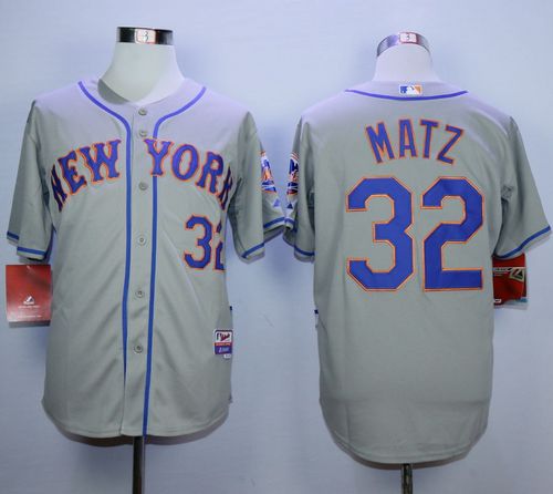 Mets #32 Steven Matz Grey Road Cool Base Stitched MLB Jersey - Click Image to Close